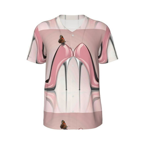 Haiem Hip Hop Hipster Baseball Jersey Button Down Shirts Sports Uniforms Men Women Jersey(High Heel Shoes Butterfly,X-Large)