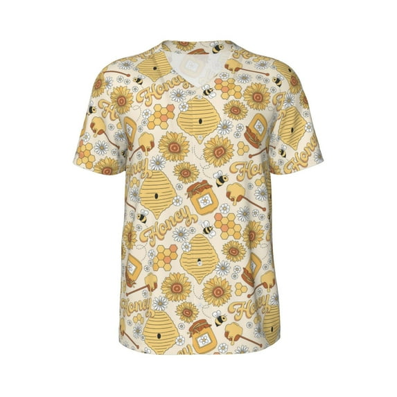 Haiem Hip Hop Hipster Baseball Jersey Button Down Shirts Sports Uniforms Men Women Jersey(Honey Honeycomb,Medium)
