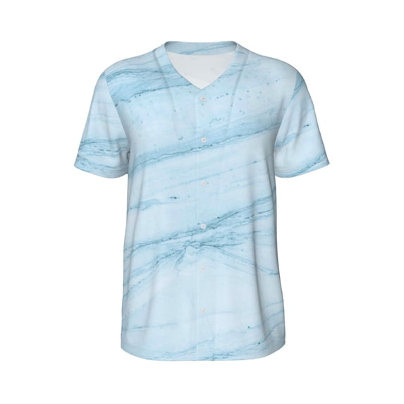 Haiem Hip Hop Hipster Baseball Jersey Button Down Shirts Sports Uniforms Men Women Jersey(Light Blue Marble,XX-Large)