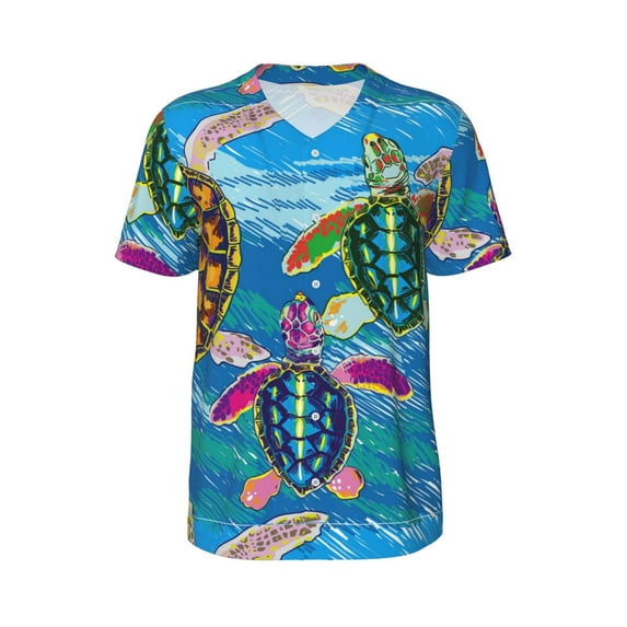 Haiem Hip Hop Hipster Baseball Jersey Button Down Shirts Sports Uniforms Men Women Jersey(Little Sea Turtles,Small)