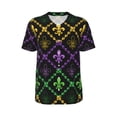 thumbnail image 1 of Haiem Hip Hop Hipster Baseball Jersey Button Down Shirts Sports Uniforms Men Women Jersey(Mardi Gra Geometric,Large), 1 of 9