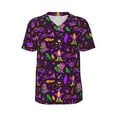 thumbnail image 1 of Haiem Hip Hop Hipster Baseball Jersey Button Down Shirts Sports Uniforms Men Women Jersey(Mardi Gra2,XX-Large), 1 of 9