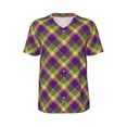 thumbnail image 1 of Haiem Hip Hop Hipster Baseball Jersey Button Down Shirts Sports Uniforms Men Women Jersey(Mardi Gras Plaid,Small), 1 of 9