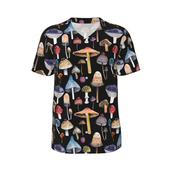 Haiem Hip Hop Hipster Baseball Jersey Button Down Shirts Sports Uniforms Men Women Jersey(Mushrooms and Autumn Leaves,XX-Large)