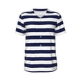 thumbnail image 1 of Haiem Hip Hop Hipster Baseball Jersey Button Down Shirts Sports Uniforms Men Women Jersey(Navy Blue And White Stripes,Medium), 1 of 9