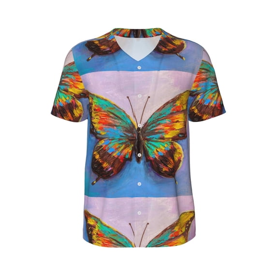 Haiem Hip Hop Hipster Baseball Jersey Button Down Shirts Sports Uniforms Men Women Jersey(Oil Painting Beautiful Butterfly,Large)