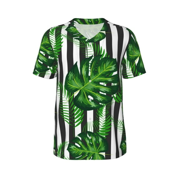 Haiem Hip Hop Hipster Baseball Jersey Button Down Shirts Sports Uniforms Men Women Jersey(Palm Greenery,Large)