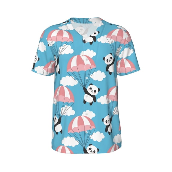 Haiem Hip Hop Hipster Baseball Jersey Button Down Shirts Sports Uniforms Men Women Jersey(Panda Flying in the Sky,X-Large)