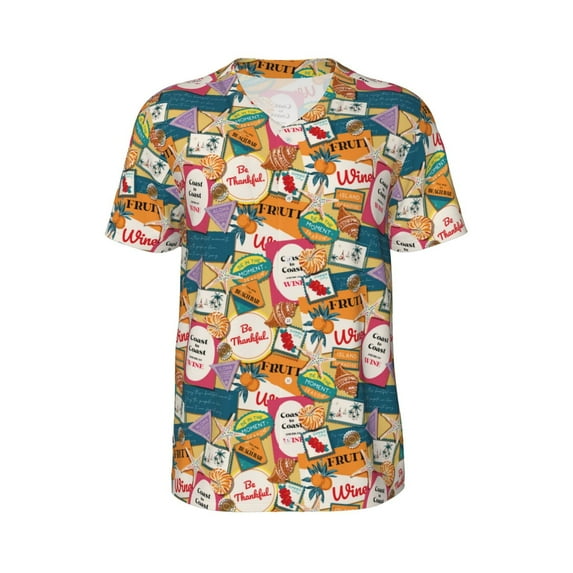 Haiem Hip Hop Hipster Baseball Jersey Button Down Shirts Sports Uniforms Men Women Jersey(Retro Summer Stamp,Medium)