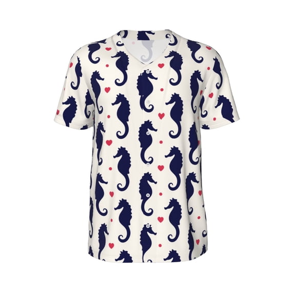Haiem Hip Hop Hipster Baseball Jersey Button Down Shirts Sports Uniforms Men Women Jersey(Seahorses and Hearts,Medium)