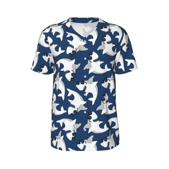 Haiem Hip Hop Hipster Baseball Jersey Button Down Shirts Sports Uniforms Men Women Jersey(Shark,XX-Large)