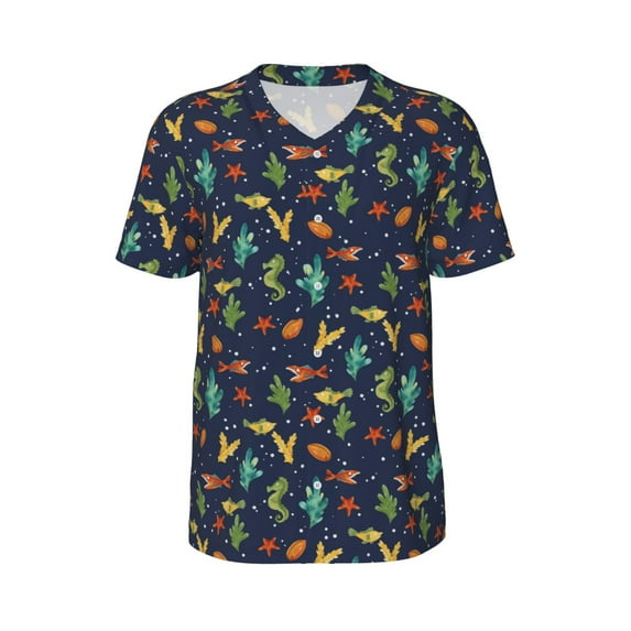 Haiem Hip Hop Hipster Baseball Jersey Button Down Shirts Sports Uniforms Men Women Jersey(Shells and Seaweed,Small)