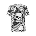 thumbnail image 1 of Haiem Hip Hop Hipster Baseball Jersey Button Down Shirts Sports Uniforms Men Women Jersey(Skull and palm leaves,4X-Large), 1 of 9