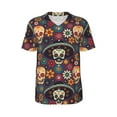 thumbnail image 1 of Haiem Hip Hop Hipster Baseball Jersey Button Down Shirts Sports Uniforms Men Women Jersey(Skulls and Flowers,3X-Large), 1 of 9