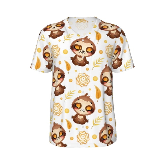 Haiem Hip Hop Hipster Baseball Jersey Button Down Shirts Sports Uniforms Men Women Jersey(Sloth Yoga,Small)