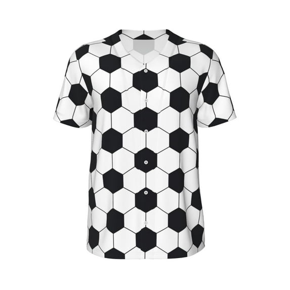 Haiem Hip Hop Hipster Baseball Jersey Button Down Shirts Sports Uniforms Men Women Jersey(Soccer Ball,Large)