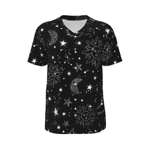 Haiem Hip Hop Hipster Baseball Jersey Button Down Shirts Sports Uniforms Men Women Jersey(Space Galaxy,Small)