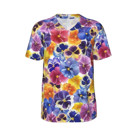 Haiem Hip Hop Hipster Baseball Jersey Button Down Shirts Sports Uniforms Men Women Jersey(The Garden Tricolor Pansy Flower,3X-Large)