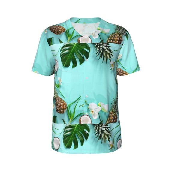 Haiem Hip Hop Hipster Baseball Jersey Button Down Shirts Sports Uniforms Men Women Jersey(Tropical Pineapple,Medium)