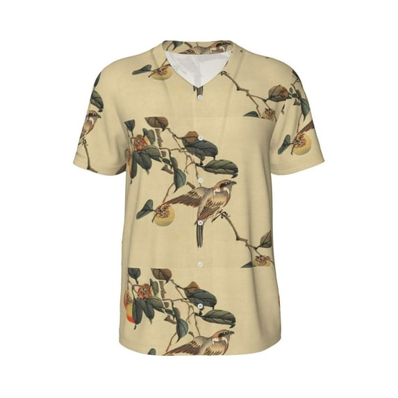 Haiem Hip Hop Hipster Baseball Jersey Button Down Shirts Sports Uniforms Men Women Jersey(Vintage Bird,Medium)