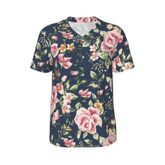 Haiem Hip Hop Hipster Baseball Jersey Button Down Shirts Sports Uniforms Men Women Jersey(Vintage Floral,X-Large)