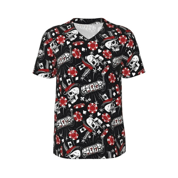 Haiem Hip Hop Hipster Baseball Jersey Button Down Shirts Sports Uniforms Men Women Jersey(Vintage Skull Casino,Medium)