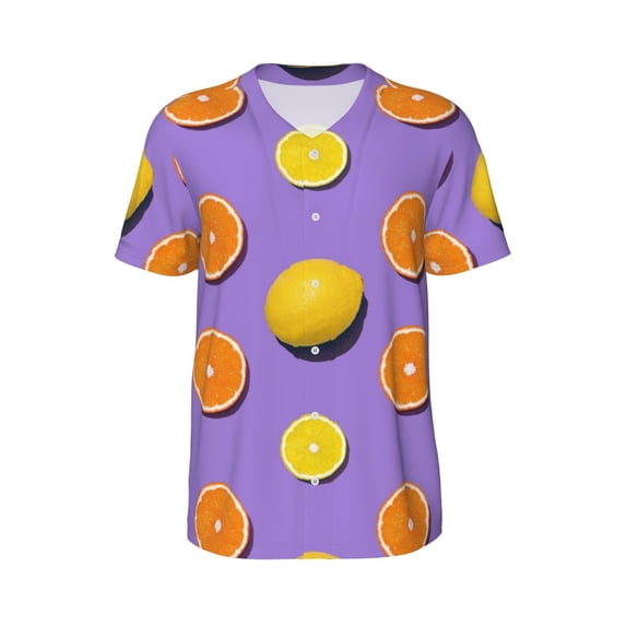 Haiem Hip Hop Hipster Baseball Jersey Button Down Shirts Sports Uniforms Men Women Jersey(Yellow Lemon And Orange,3X-Large)