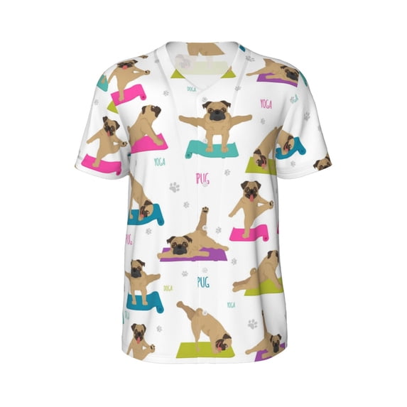 Haiem Hip Hop Hipster Baseball Jersey Button Down Shirts Sports Uniforms Men Women Jersey(Yoga Dogs Poses,X-Large)