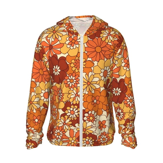 Haiem Hippie Flower UPF 50+ Fishing Shirts for Men Long Sleeve UV Sun Protection Hoodie Non-Mask Outdoor Hiking Shirts