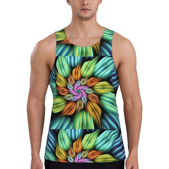 Haiem Hippie Style Men Workout Tank Top Gym Bodybuilding Sleeveless Muscle T Shirts Athletic Tank Breathable Workout Shirt-Small