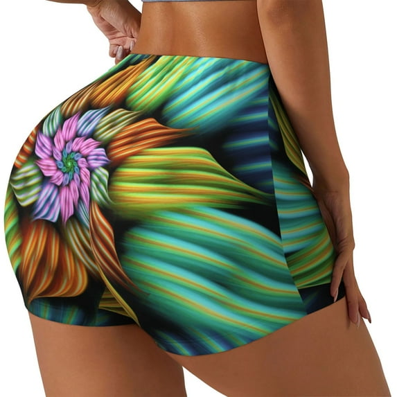 Haiem Hippie Style No Front Seam Biker Shorts for Women Yoga Workout Gym Bike Shorts with Tummy Control Moisture-Wicking-XX-Large
