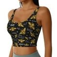 thumbnail image 1 of Haiem Hohey Bee Golden Embroidery Pattern Womens Sports Bra - U Neck Padded Low Impact Yoga Bra Workout Crop Top Gym Moisture-Wicking Workout Vest -X-Large, 1 of 9