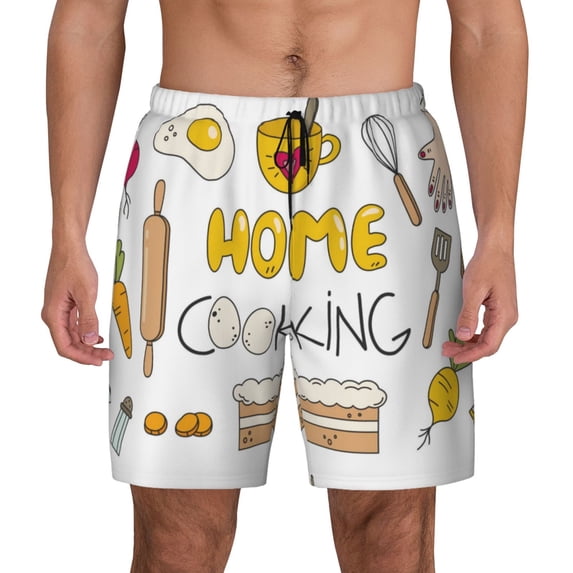 Haiem Home Cooking Mens Swim Trunks with Compression Liner 2 in 1 Swimming Shorts Stretch Swimwear Quick Dry,Board Shorts-XX-Large