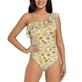 thumbnail image 1 of Haiem Honey Honeycomb Women's One Piece Swimsuits Tummy Control One Shoulder Bathing Suits Ruffle Swimwear-X-Large, 1 of 8