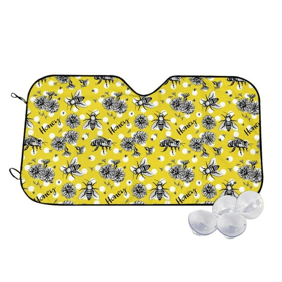 Haiem Honeybee Car Windshield Sun Shade - Blocks UV Rays Sun Visor Protector, Sunshade to Keep Your Vehicle Cool, Universal Fit SUV Van Sedan-Medium