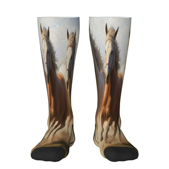 Haiem Horses running Funny Novelty Crazy Design Cotton Socks Sports Socks Knee High Socks For Men, Women,1Pairs - Gift For Working Friends