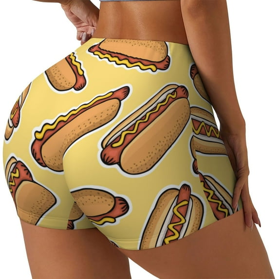 Haiem Hot Dogs No Front Seam Biker Shorts for Women Yoga Workout Gym Bike Shorts with Tummy Control Moisture-Wicking-XX-Large
