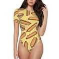 thumbnail image 1 of Haiem Hot Dogs Women's Crew Neck Short Sleeve Bodysuit Tops Stretchy Slim Basic-XX-Large, 1 of 9