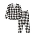 thumbnail image 1 of Haiem Houndstooth Black And White Pattern Women’s Long-sleeve Sleepwear,Sleepwear Set,2-piece Loungewear Set,Soft PJs Comfy Nightwear with Pockets-X-Large, 1 of 7