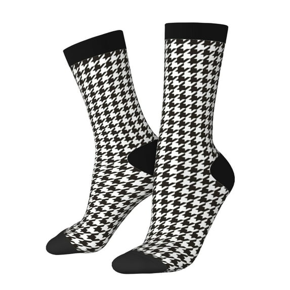 Haiem Houndstooth Black And White Pattern Crew Socks – Soft & Durable Moisture-wicking Socks, Stay-Up Fit for Business, Work, and Casual Wear Size 5-11