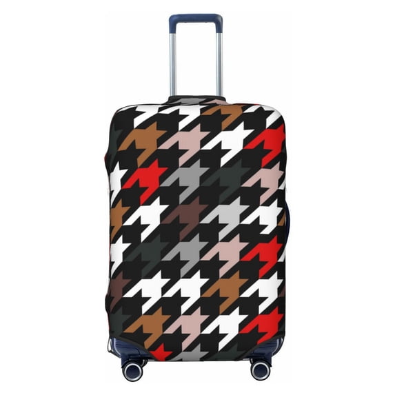 Haiem Houndstooth Green Red Luggage Cover,Durable, Washable Suitcase Protector With Anti-Scratch Technology - Keep Your Luggage Looking New Medium