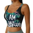 thumbnail image 1 of Haiem Hungry Tyrannosaurus Pattern Womens Sports Bra - U Neck Padded Low Impact Yoga Bra Workout Crop Top Gym Moisture-Wicking Workout Vest -Large, 1 of 9