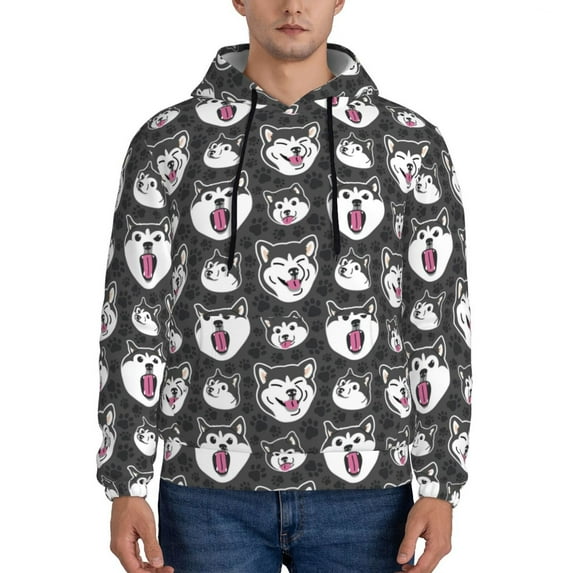 Haiem Husky Patterned Men's Hoodie with Kangaroo Pocket - Ideal Pullover Sweatshirt for Daily Wear, Travel, and Home-3X-Large