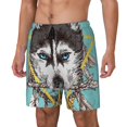 thumbnail image 1 of Haiem Husky With Dreamcatcher Mens Swim Trunks with Compression Liner 2 in 1 Swimming Shorts Stretch Swimwear Quick Dry,Board Shorts-Medium, 1 of 9
