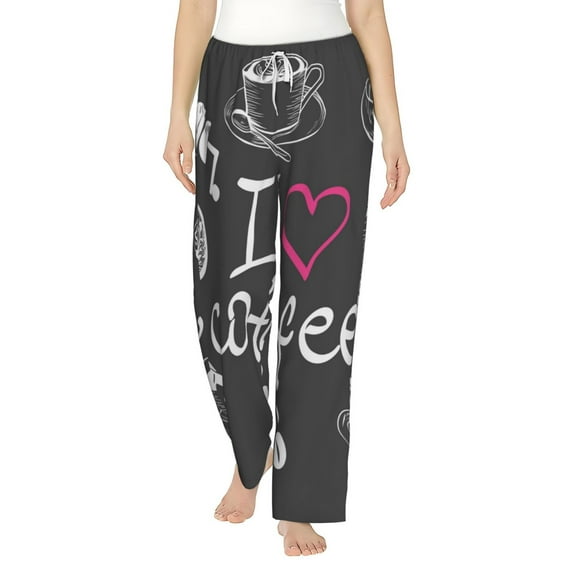 Haiem I Love Coffee Women's Pajama Pants Ultra Lightweight Pjs Bottoms Sleepwear Bottom Pants With Pocket Drawstring-Medium
