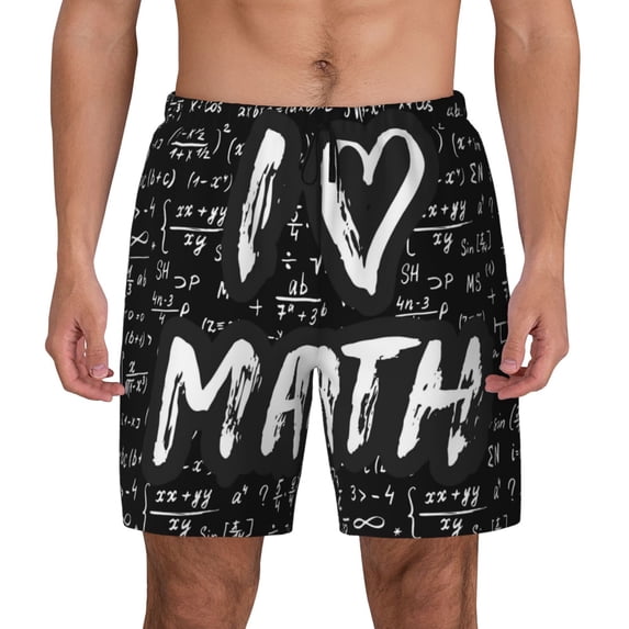 Haiem I Love Math Men'S Quick-Dry Swim Trunks: Comfortable Beach Shorts With Mesh Lining And Pockets - Ideal For Swimming And Sunbathing Small