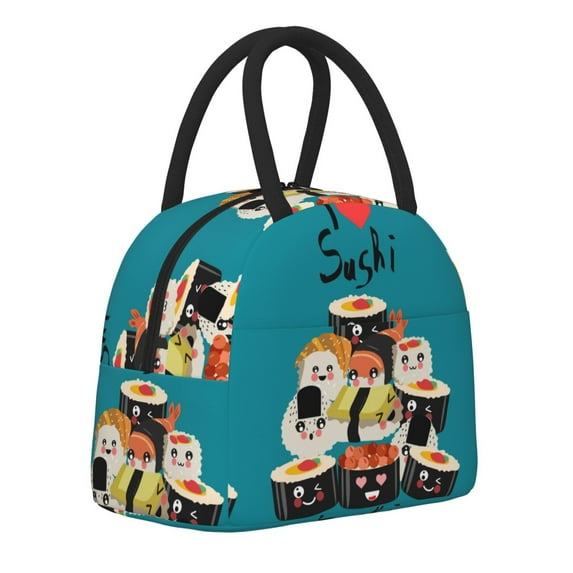 Haiem I Love Sushi Printed Lunch Bag Women, Lunch Box Lunch Bag for Women, Small Leakproof Cute Lunch Tote Large Capacity Reusable Insulated Cooler Lunch Container