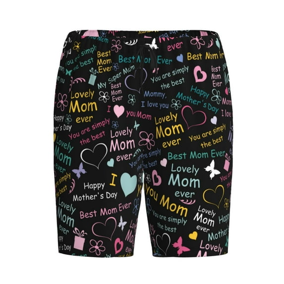 Haiem I love you Mom Men's Pajama Short with Soft Woven Cotton Elastic Waistband Sleep Short-XX-Large