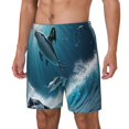 thumbnail image 1 of Haiem Ice Blue Ocean Cute Dolphin A Mens Swim Trunks with Compression Liner 2 in 1 Swimming Shorts Stretch Swimwear Quick Dry,Board Shorts-Medium, 1 of 9