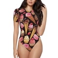 thumbnail image 1 of Haiem Ice Cream Cake Women's Crew Neck Short Sleeve Bodysuit Tops Stretchy Slim Basic-X-Large, 1 of 9